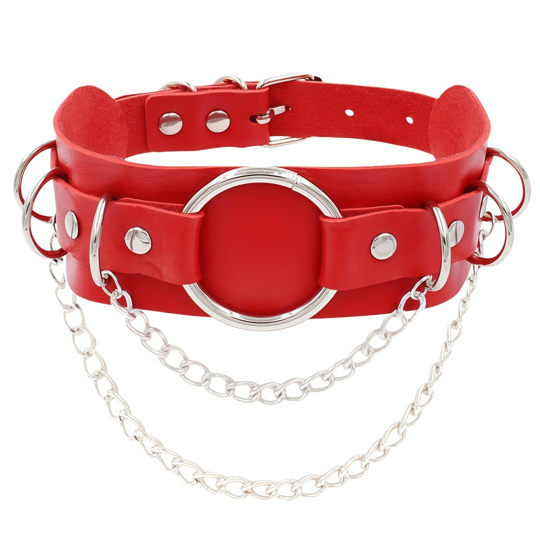 Protection Leather Punk Double Layer O-shaped Necklaces