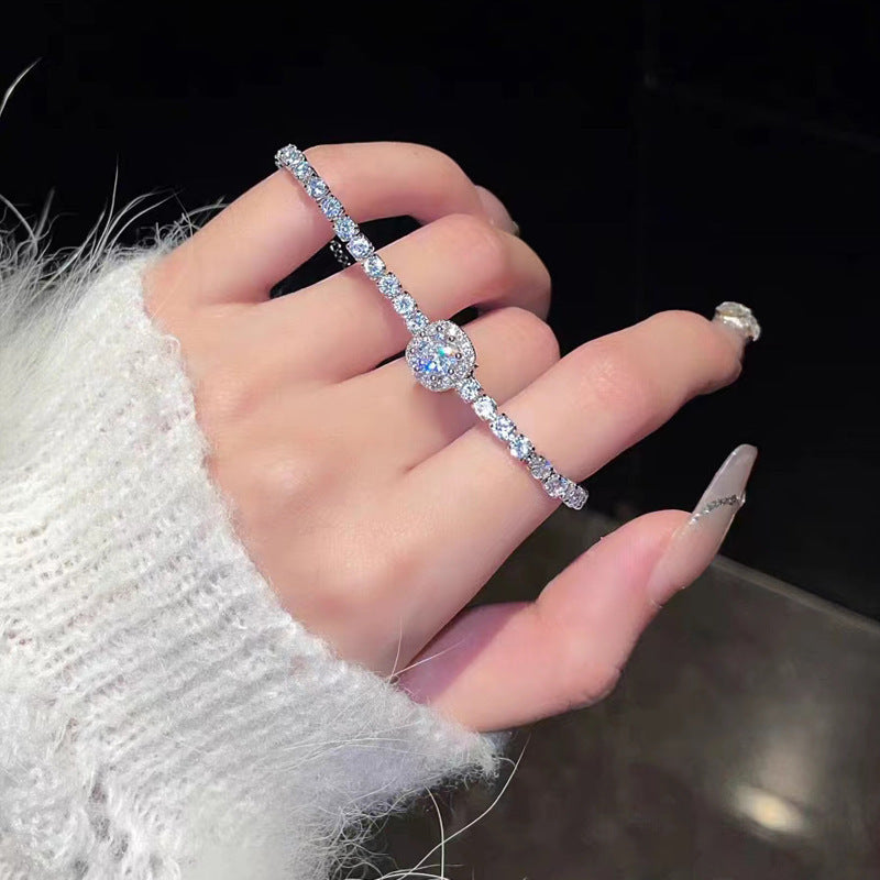 Light Luxury Square Zircon Fashionable Simple Elegant Personality Full Bracelet