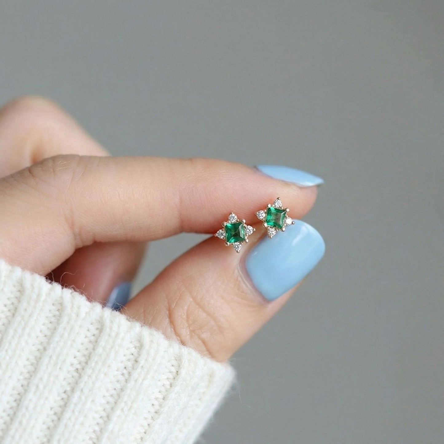 Emerald Zircon Affordable Luxury Fashion Ear Bone Chinese Stud Earrings