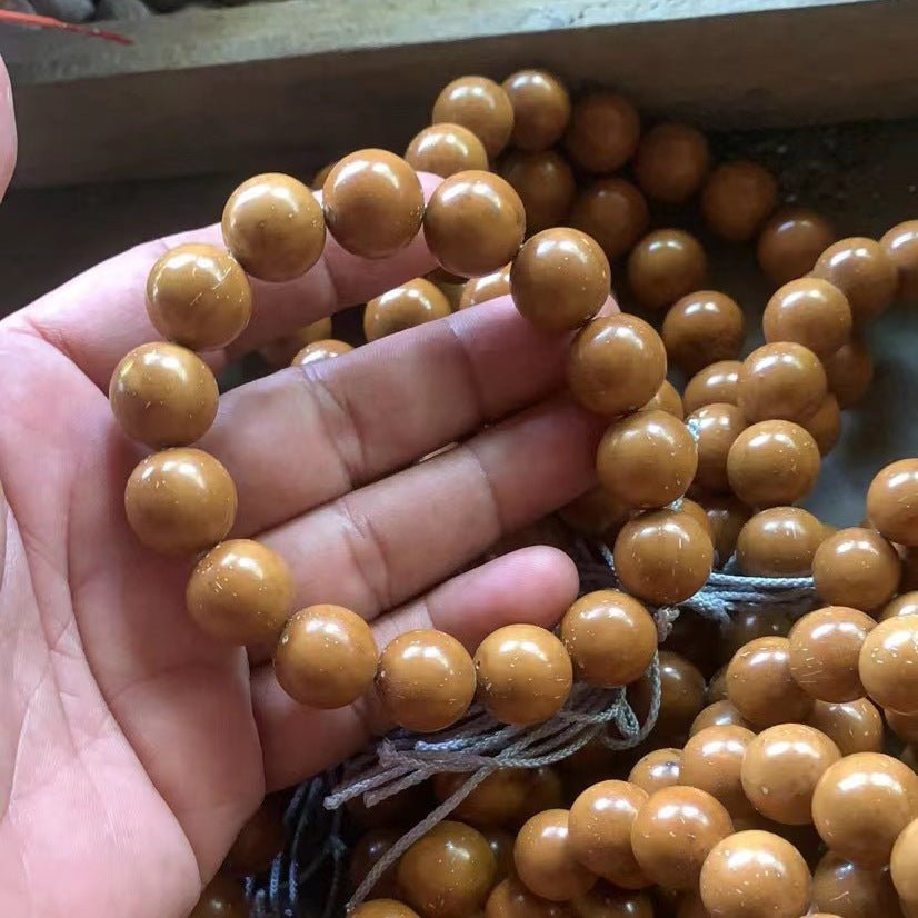 Perfect Circle Light Bead Zi Jin Shu Bodhi Yellow Skin Bracelet