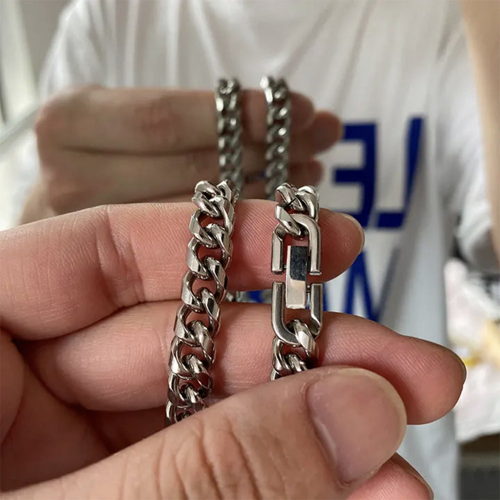 Men's Cuban Link Chain Stainless Jewelry Buckle Necklaces