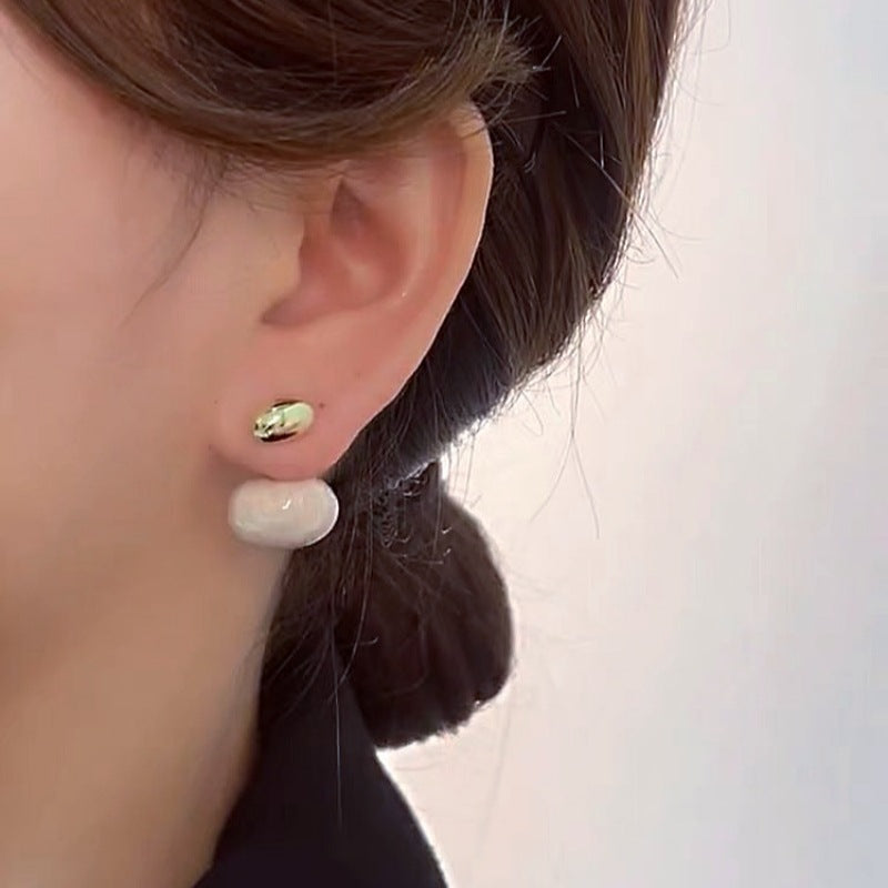 Women's Style Retro Design Metal Bean-shaped Oval Earrings