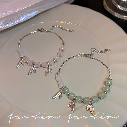 Style Bamboo Joint String Beads Female Tassel Adjustable Bracelets