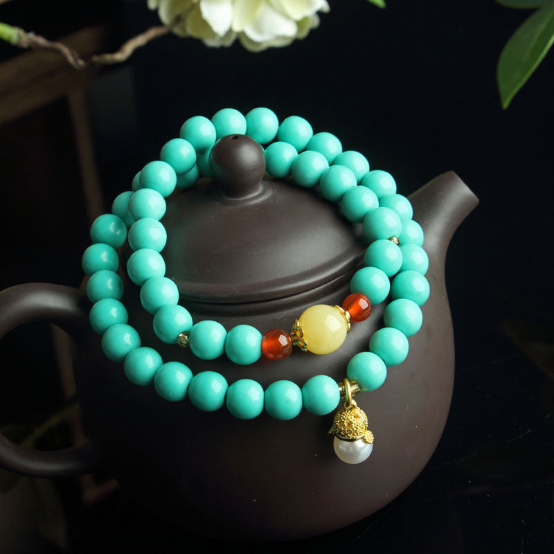 High Porcelain Turquoise Explosion Flower Round Beads Bead Glaze Bracelets