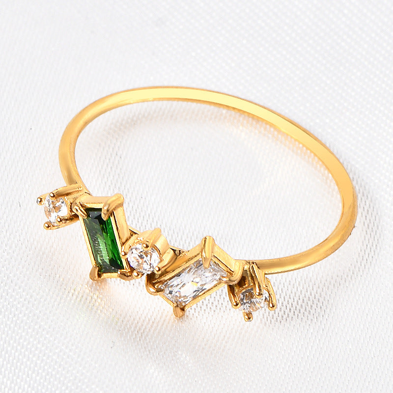 Simple Light Luxury Multicolor Colorful Crystals Rings