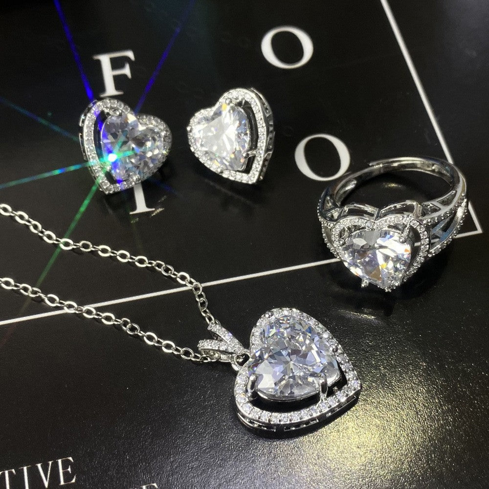 Women's Blue Red Yellow Green Purple White Gemstone Zircon Princess Jewelry Set