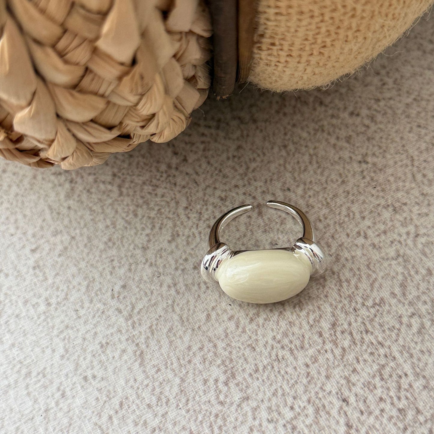 Women's Drip Glazed Geometric Open Adjustable Oval Twin Index Ring