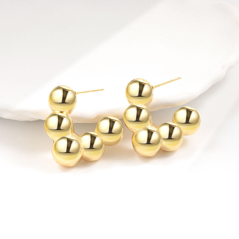 Geometric Metal Niche Design Frosty Style High Stud Earrings