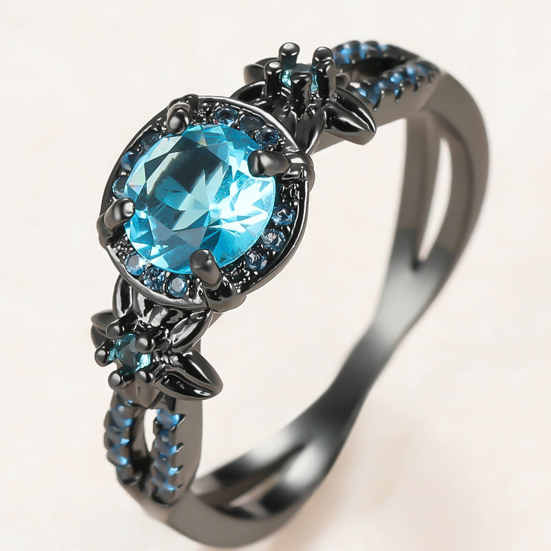 Orange Dark Black Gold Diamond Full Rings
