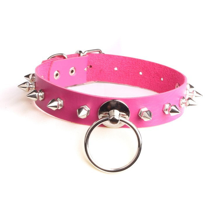 Personalized Spike Rivet O-shaped Leather Nightclub Collar
