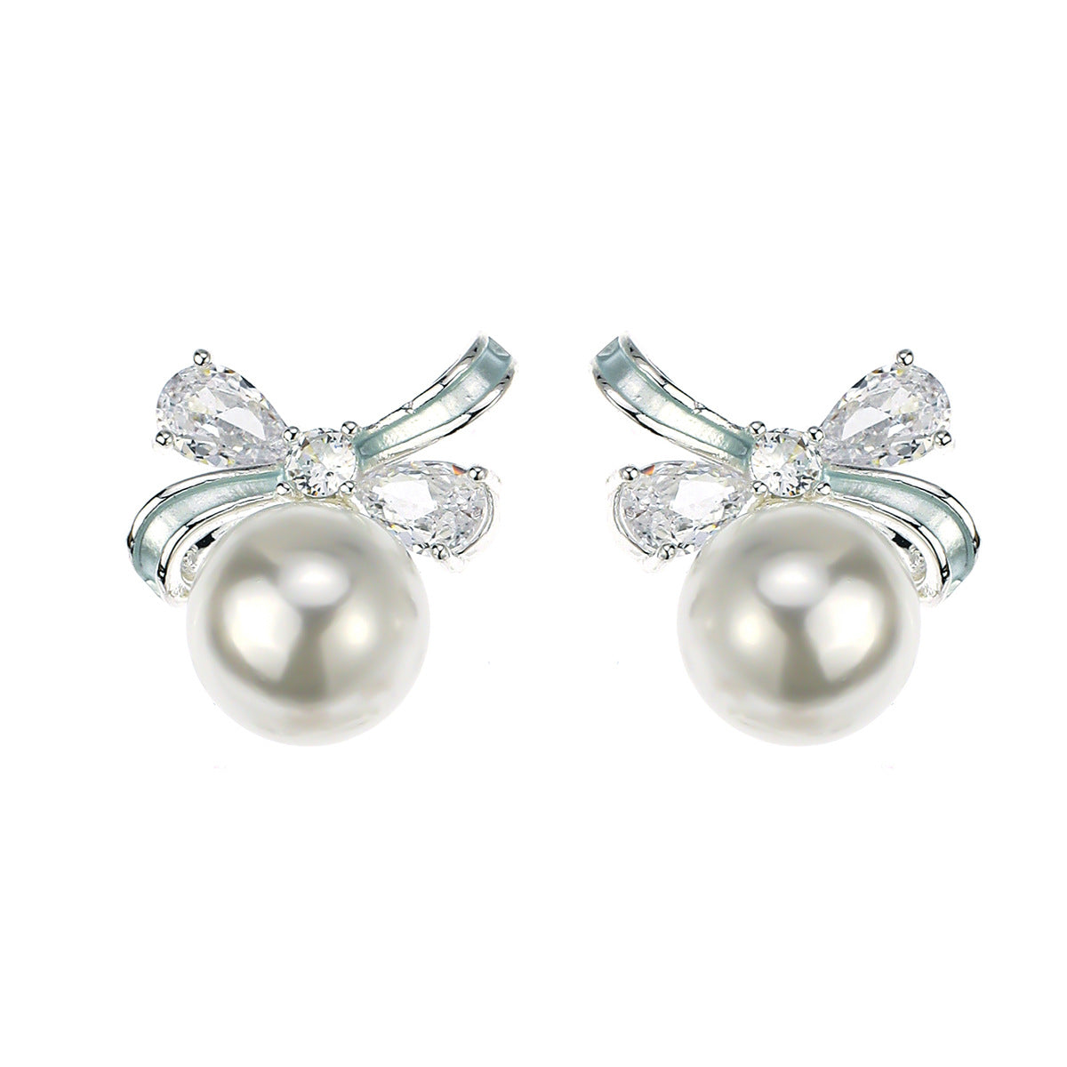 French Sweet Pearl Bow Fashion Delicate Stud Earrings