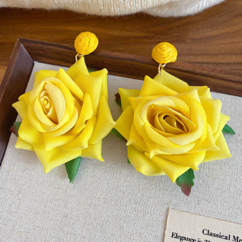 Women's Green Leaf Lily Yellow Series Tassel Light Luxury High-grade Sweet Rings