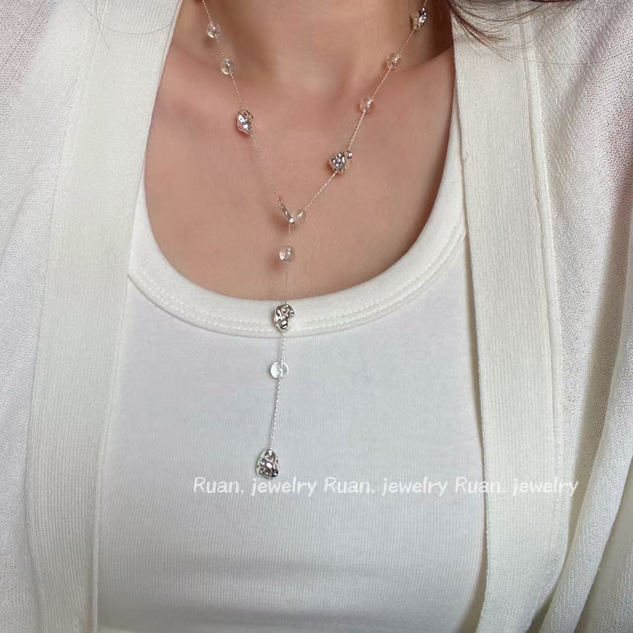 Crystal Streamer Beaded High Sense More Than Fashionable Wearing Methods Necklace