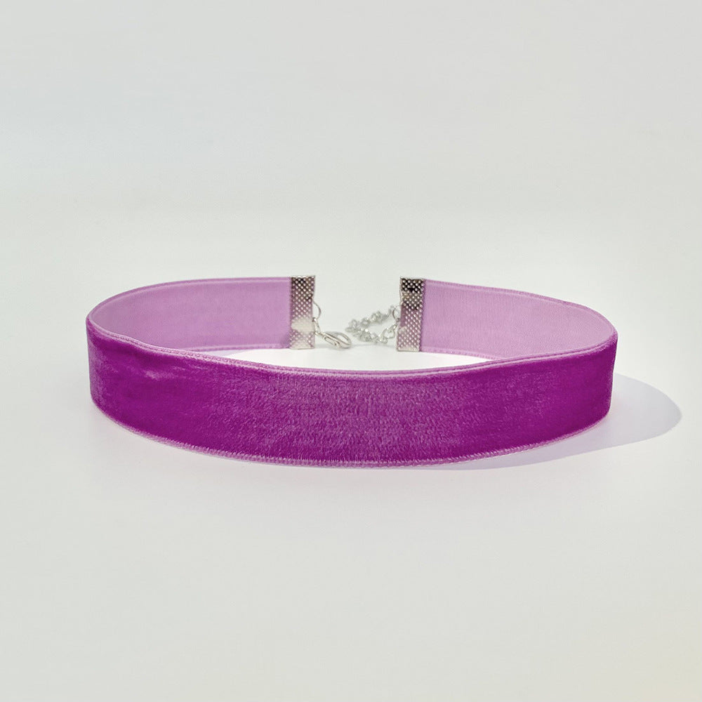 Burgundy Veet Collar Retro Simple Female Clavicle Chain Necklace