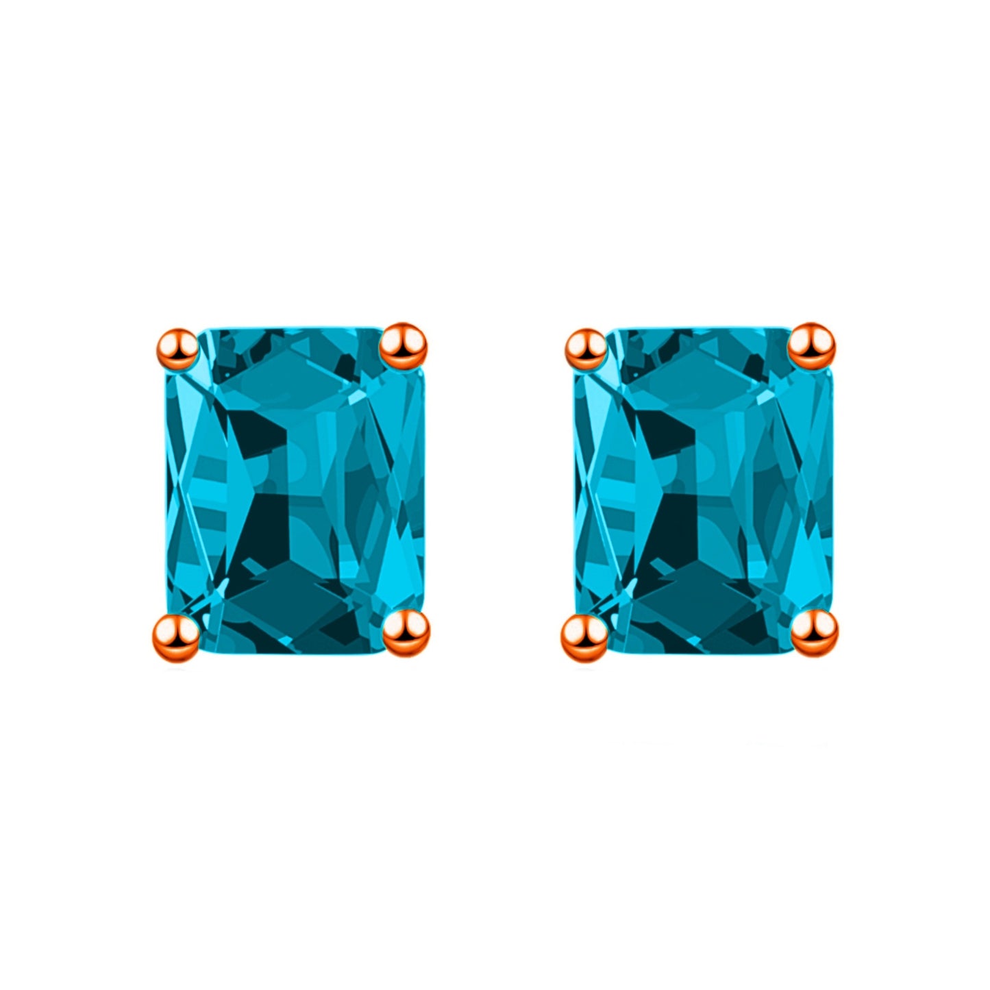 Fashion Rectangular Emerald Rose Gold Plated Rings