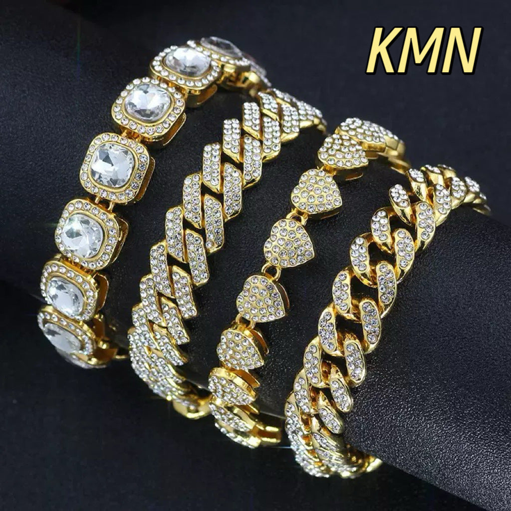 Women's & Men's Cuban Link Chain Hip Hop Alloy Affordable Luxury Bracelet
