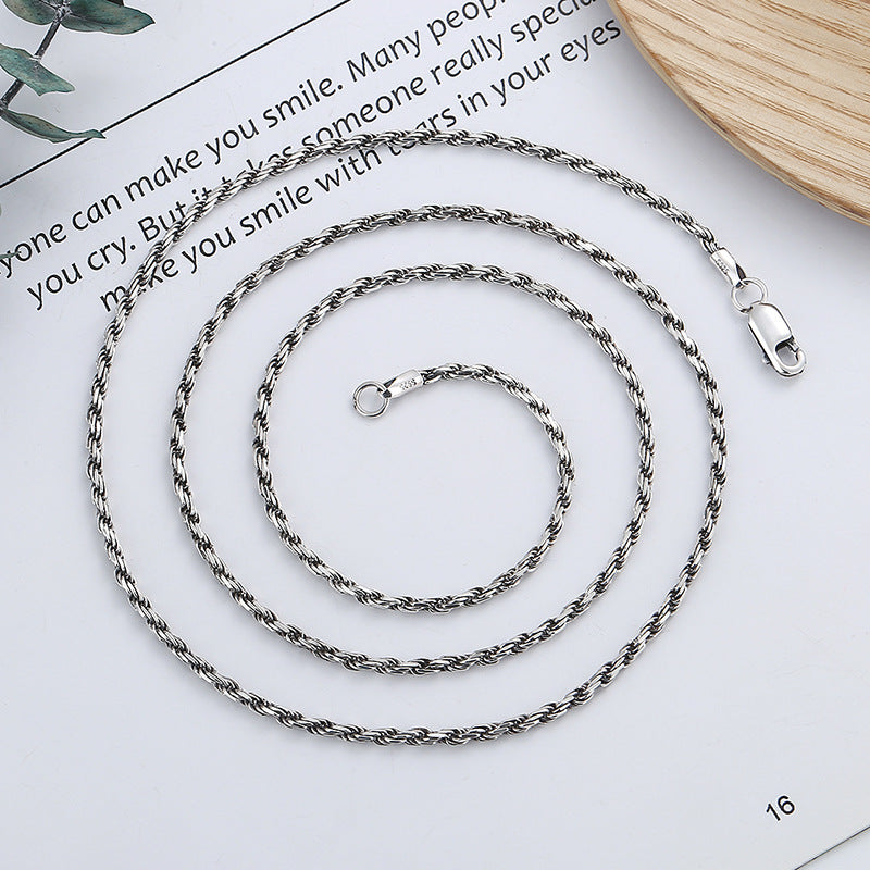 Sterling Sier Vintage Distressed Clavicle Chain Necklaces