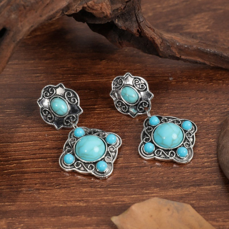 Ethnic Style Bohemian Vintage Turquoise Personalized Earrings