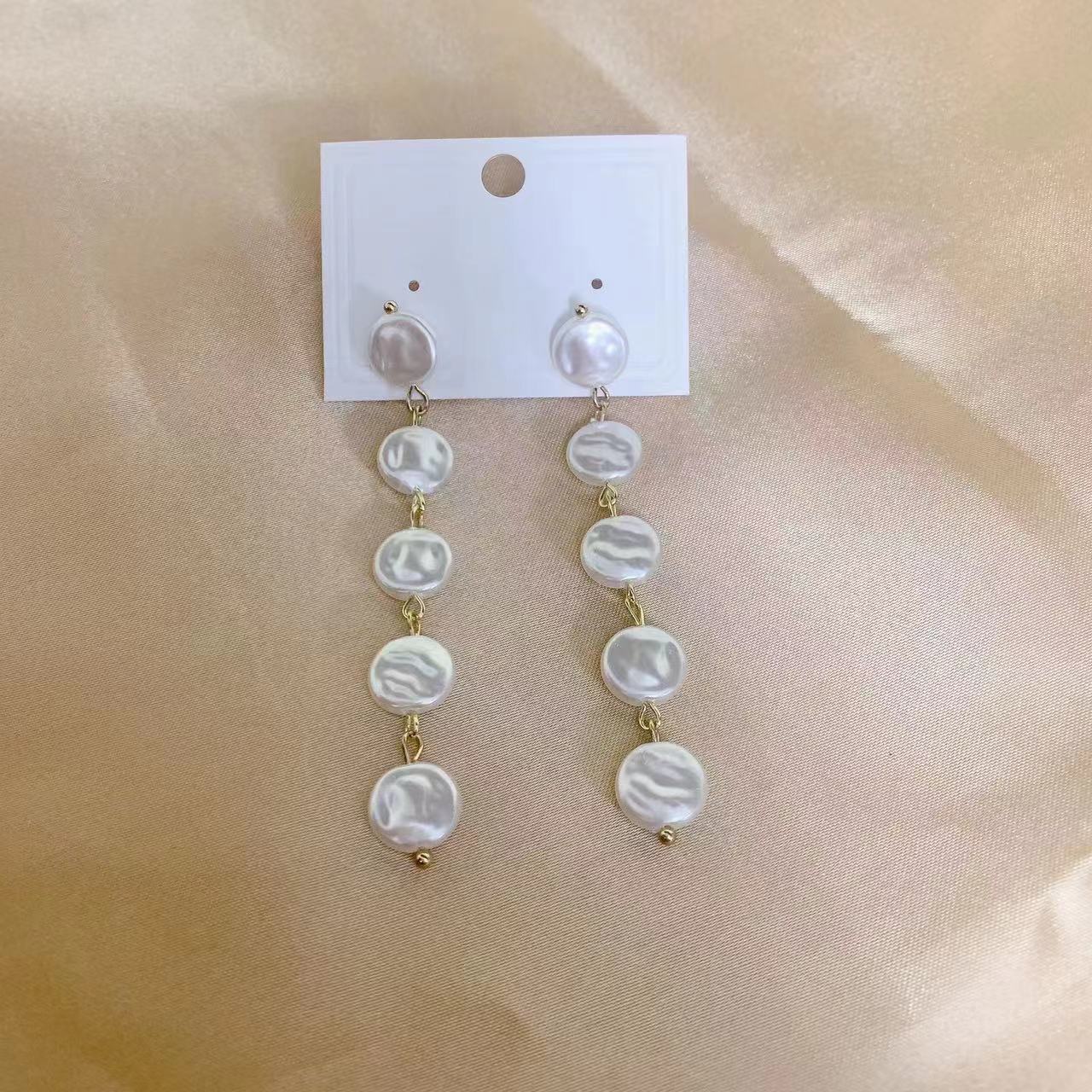 Chinese Temperament Fashion Baroque Pearl Female Long Fringe High Sense Earrings