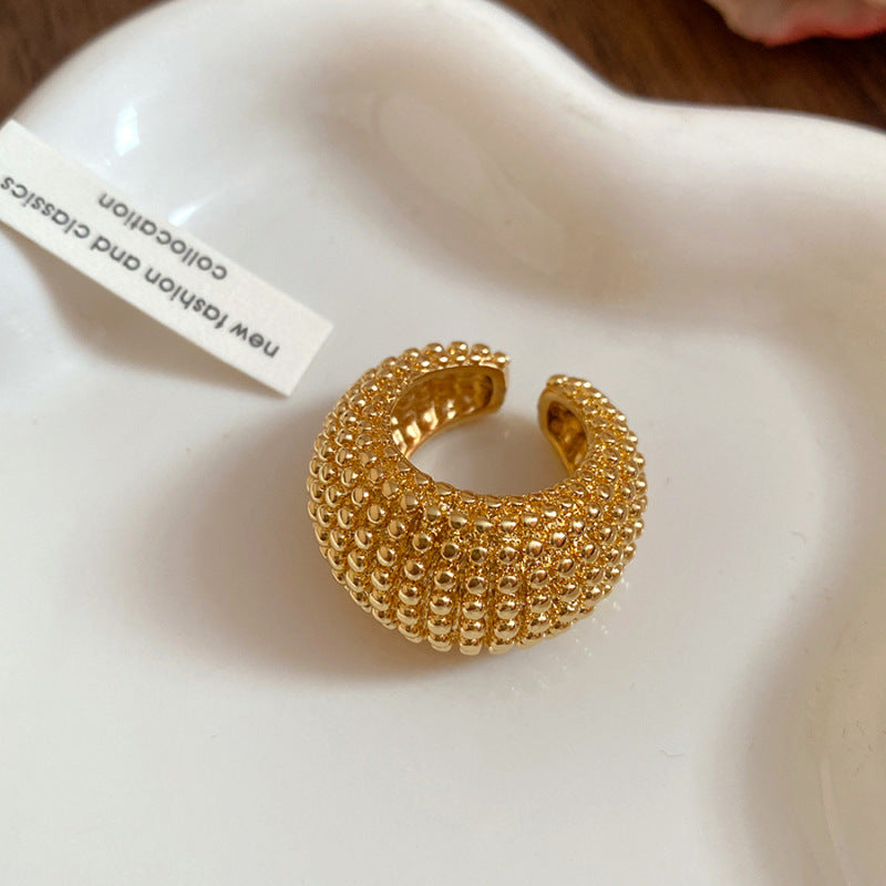 Women's Enamel Flower Open Golden Petal Design Rings