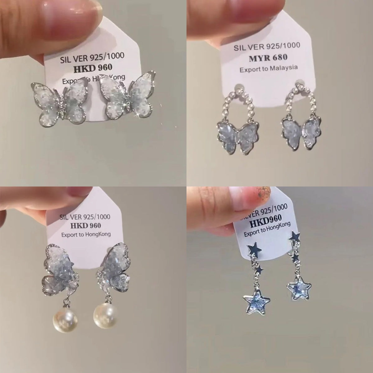 Women's High Sense Light Luxury Temperament Crystal Butterfly Summer Earrings