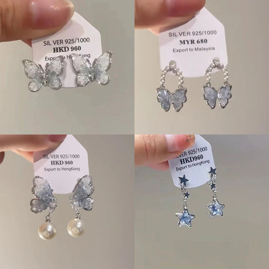 Women's High Sense Light Luxury Temperament Crystal Butterfly Summer Earrings