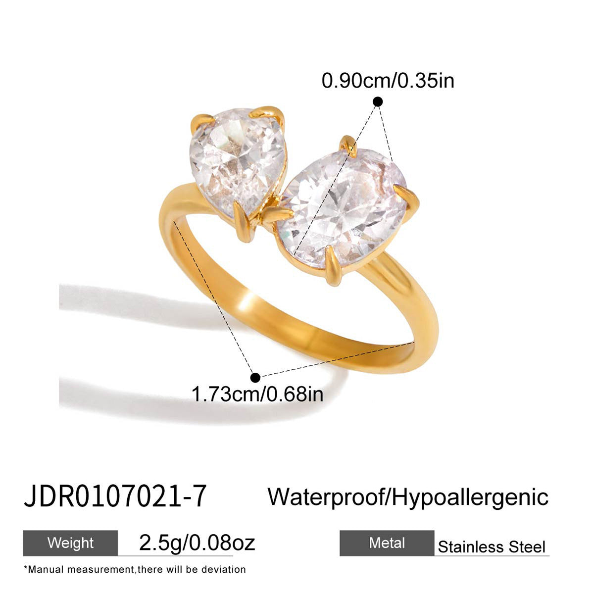 Stainless Steel Dropper Zircon Titanium Light Luxury High Sense Ring