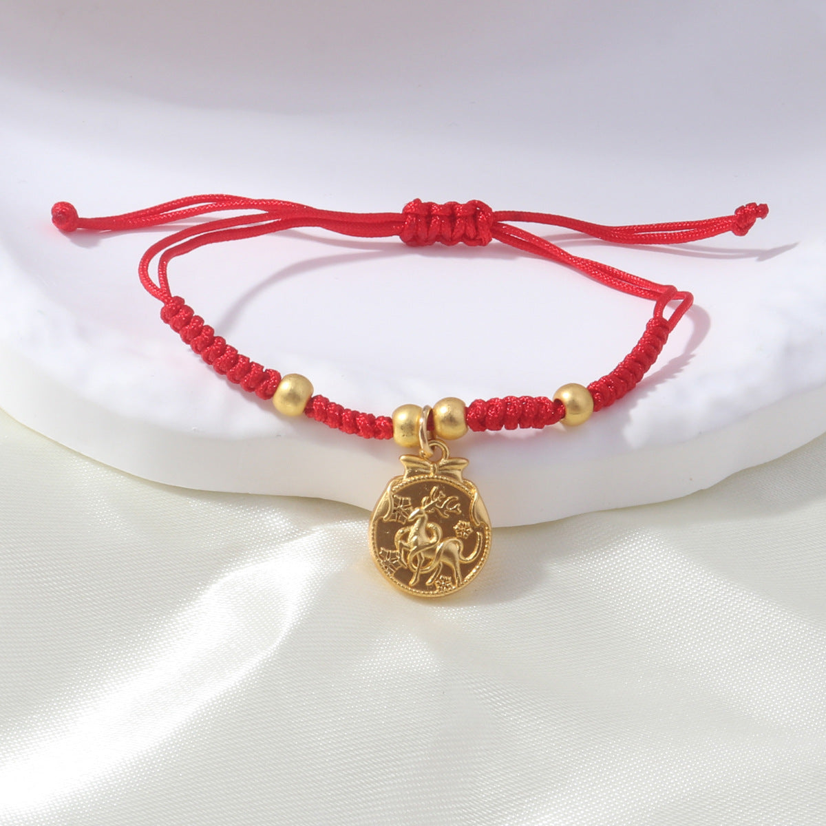 Braided Red Rope Auspicious Language Butterfly Fortune Cat Safe Joy Bracelets