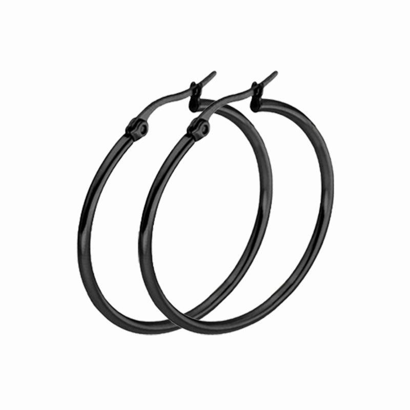Stainless Steel Large Circle Classic Titanium Earrings