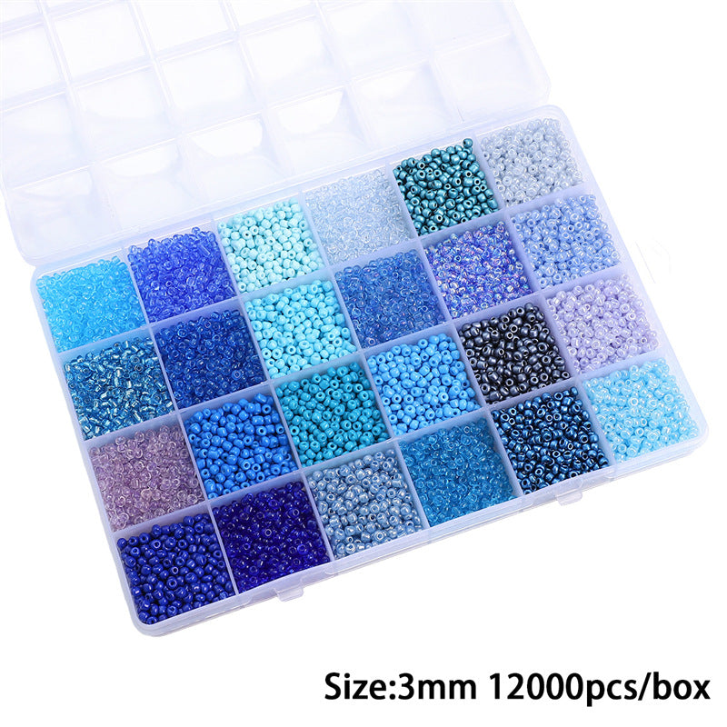Grid Glass Color Straight Hole Bead Box Jewelry Accessories