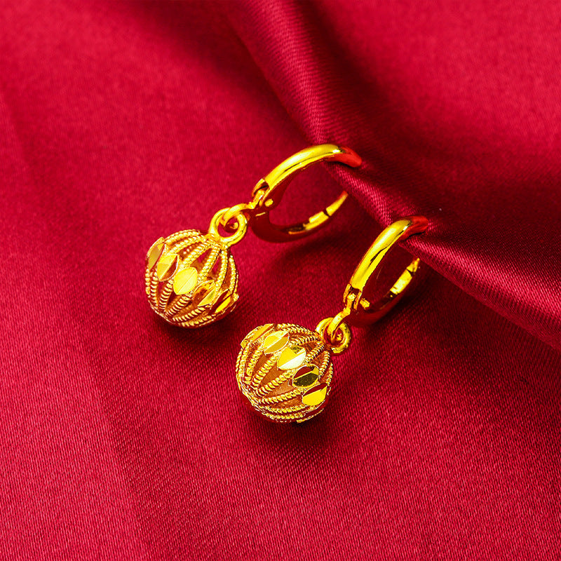 Women's Gold Suit Brass Plated Lantern Hollow Out Jewelry Set