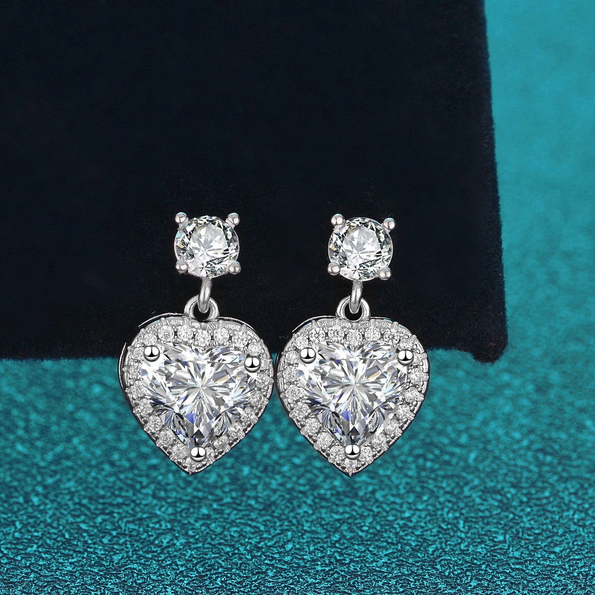 Moissanite Ear Female With Hearts Sterling Earrings