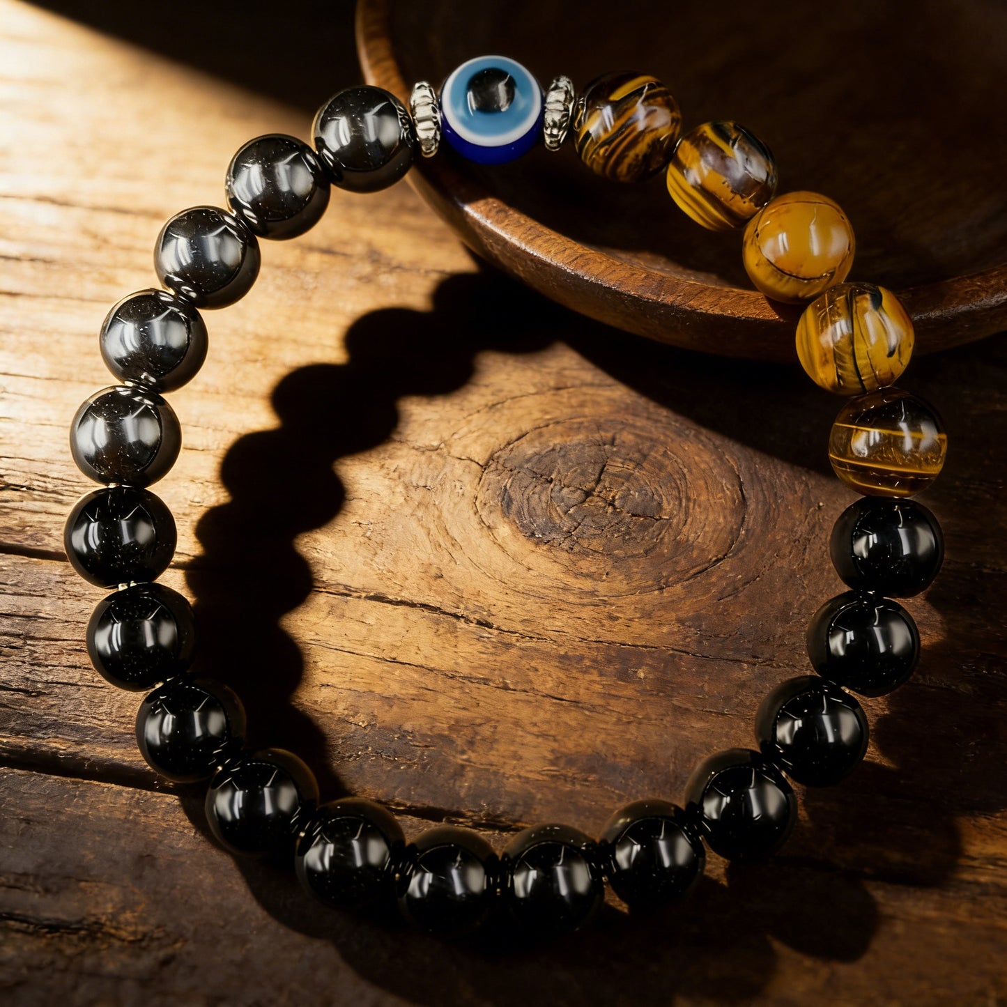 Eye Tiger Magnet Obsidian Double Spacer Bracelets