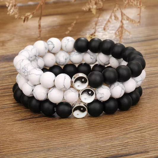 Appetizer White Turquoise Handmade Beaded Couple Bracelets