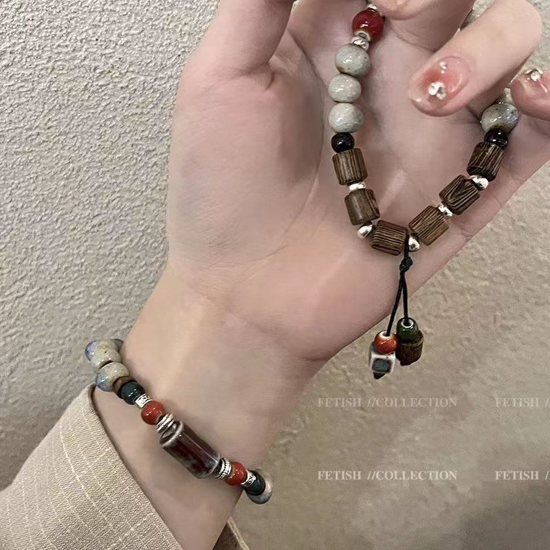 Rose Beads Fashion Simple Style Chinese Handmade Woven Exquisite Tassel Bracelets