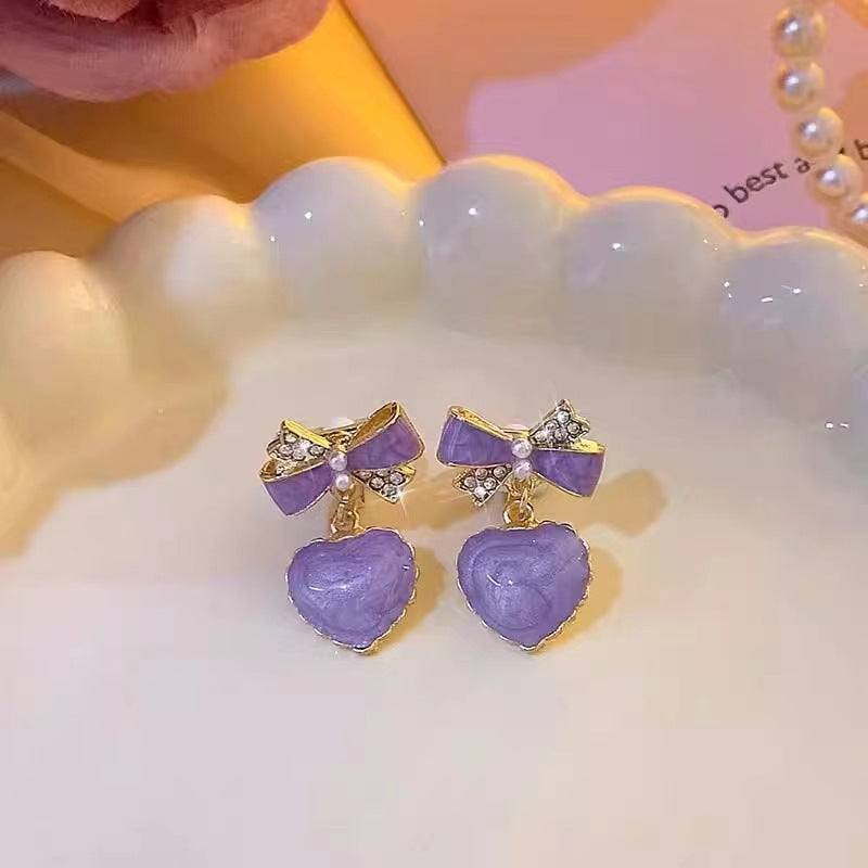 Women's Fairy Sweet Potato Purple Blue Pink High-grade Temperament Stud Earrings