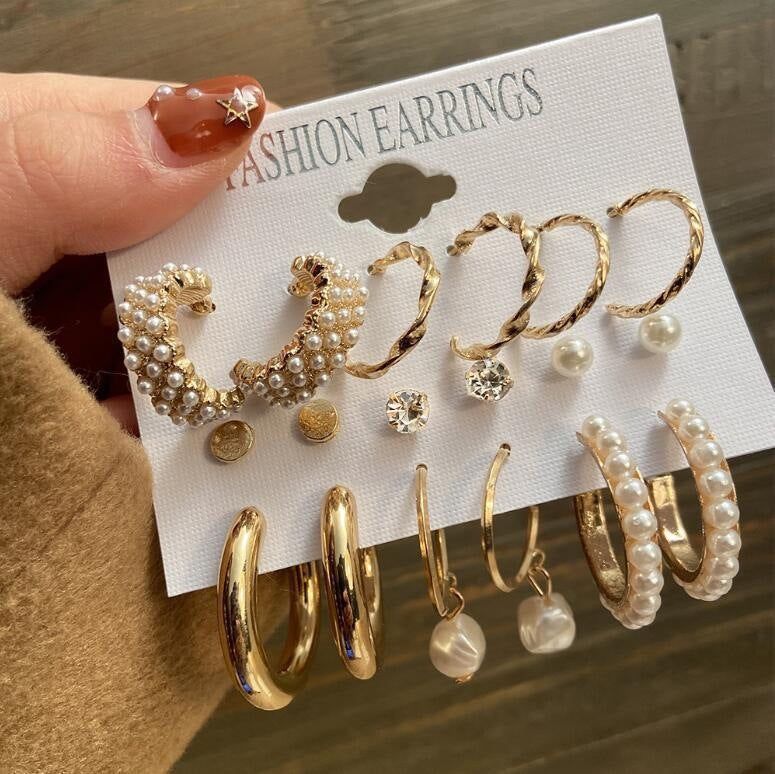 Women's Pearl Creative French Retro Gold Ear Rings