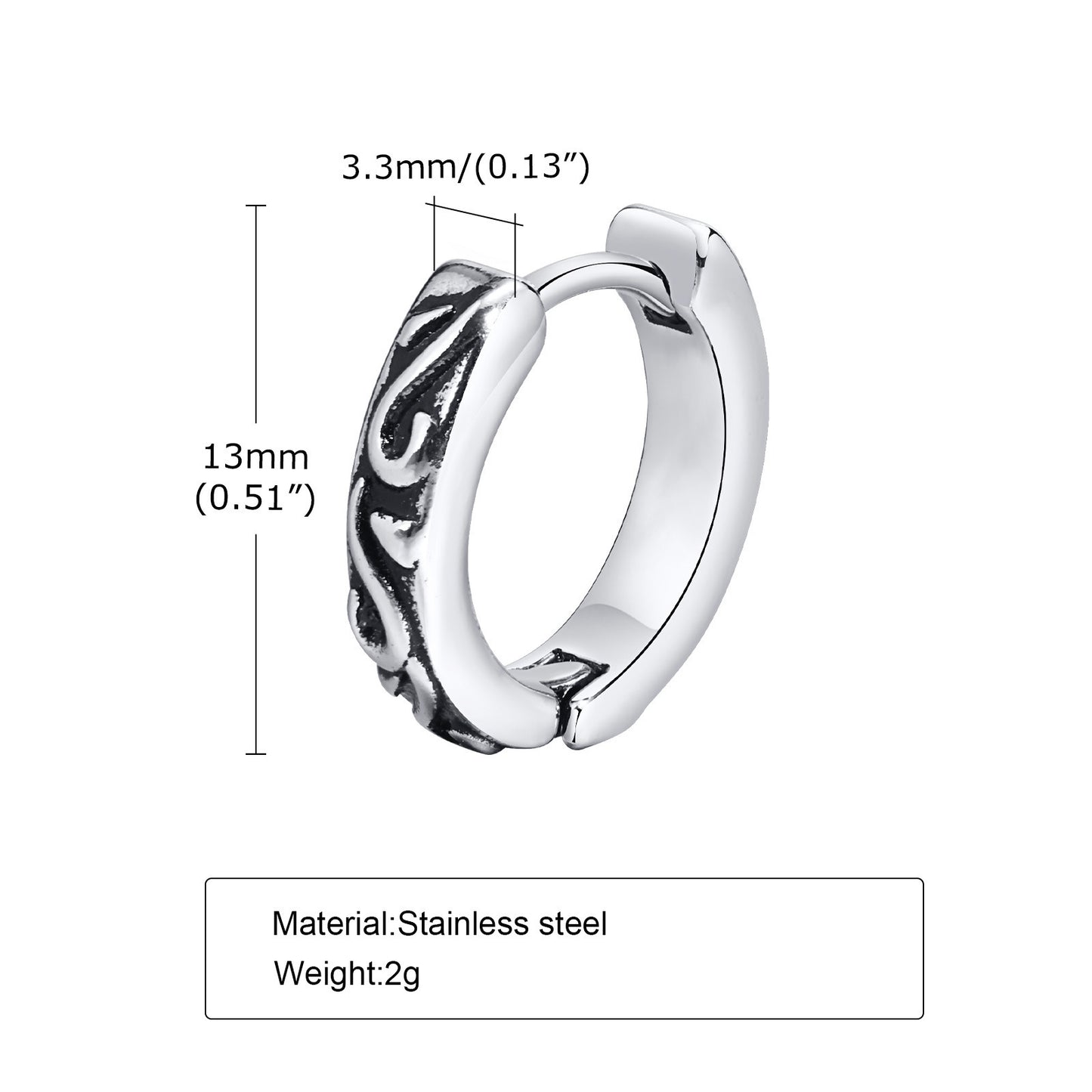 Men's Personality Fashion Retro Stainless Steel Ear Earrings