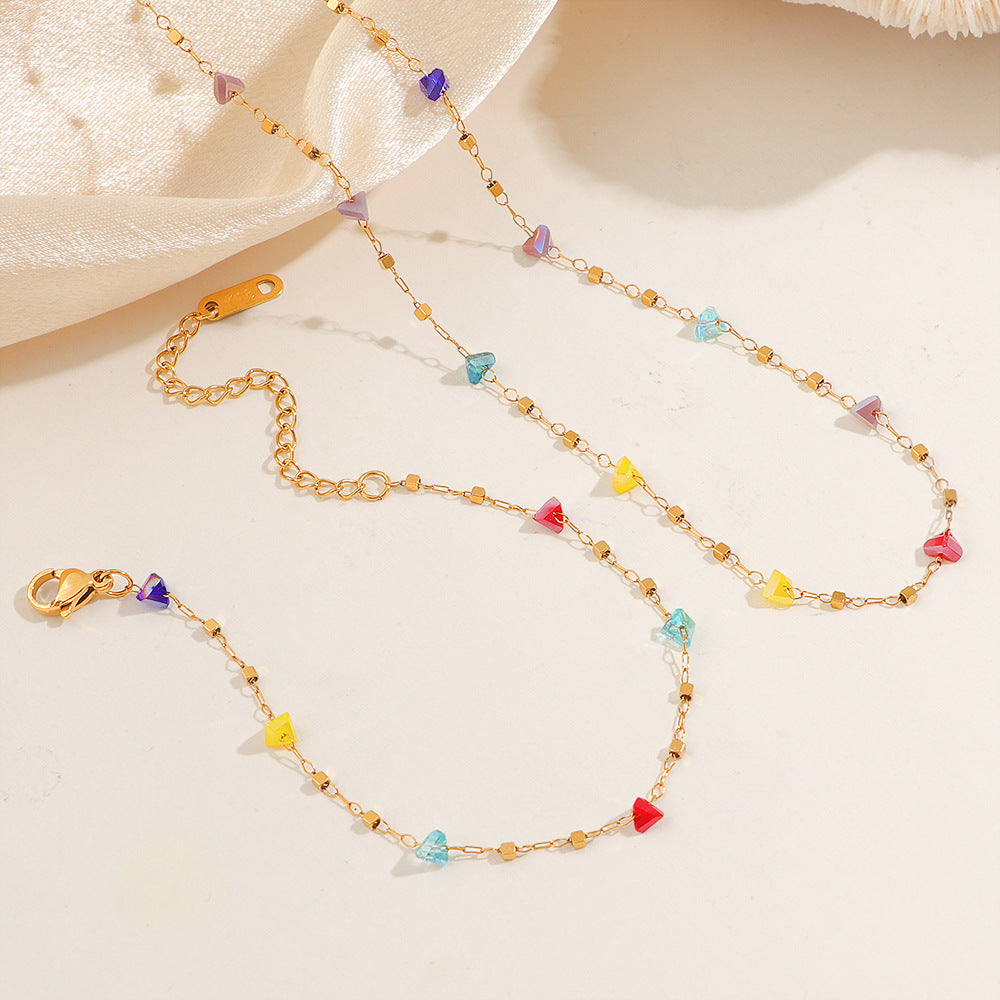 Luxury Sweet Colorful Dopamine Irregular Versatile High-grade Clavicle Bracelet