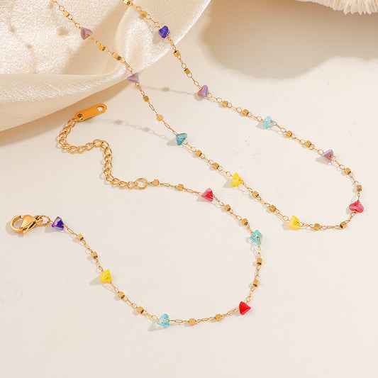 Luxury Sweet Colorful Dopamine Irregular Versatile High-grade Clavicle Bracelet
