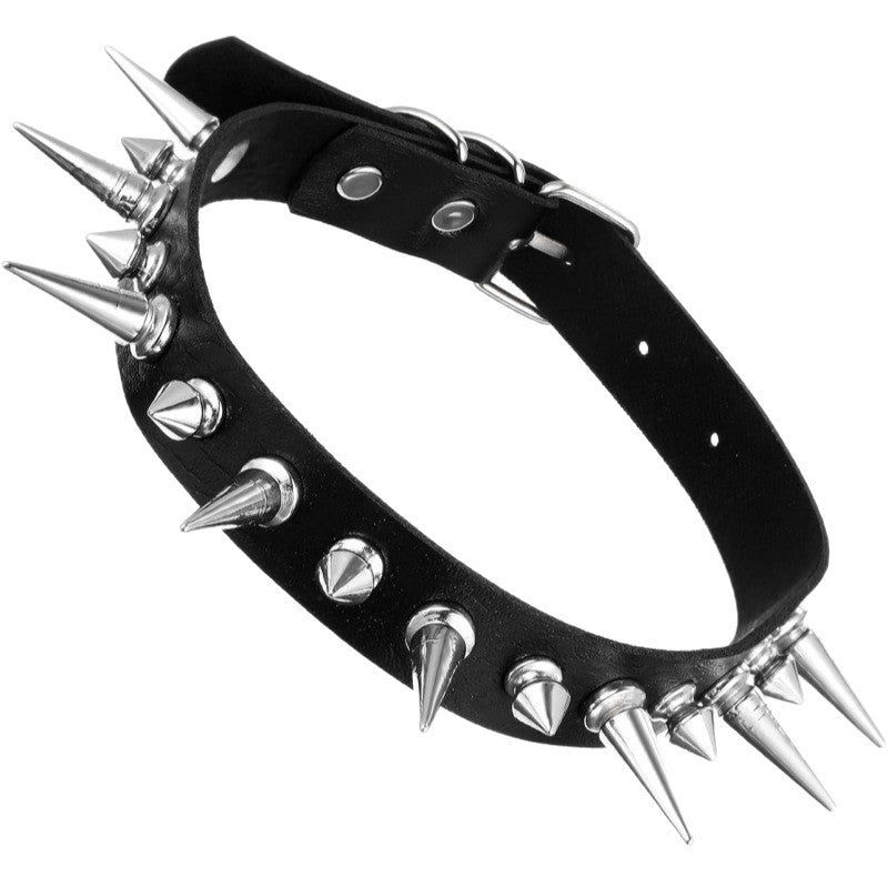 Exaggerated Punk Rock Leather Neckband Couple Collar