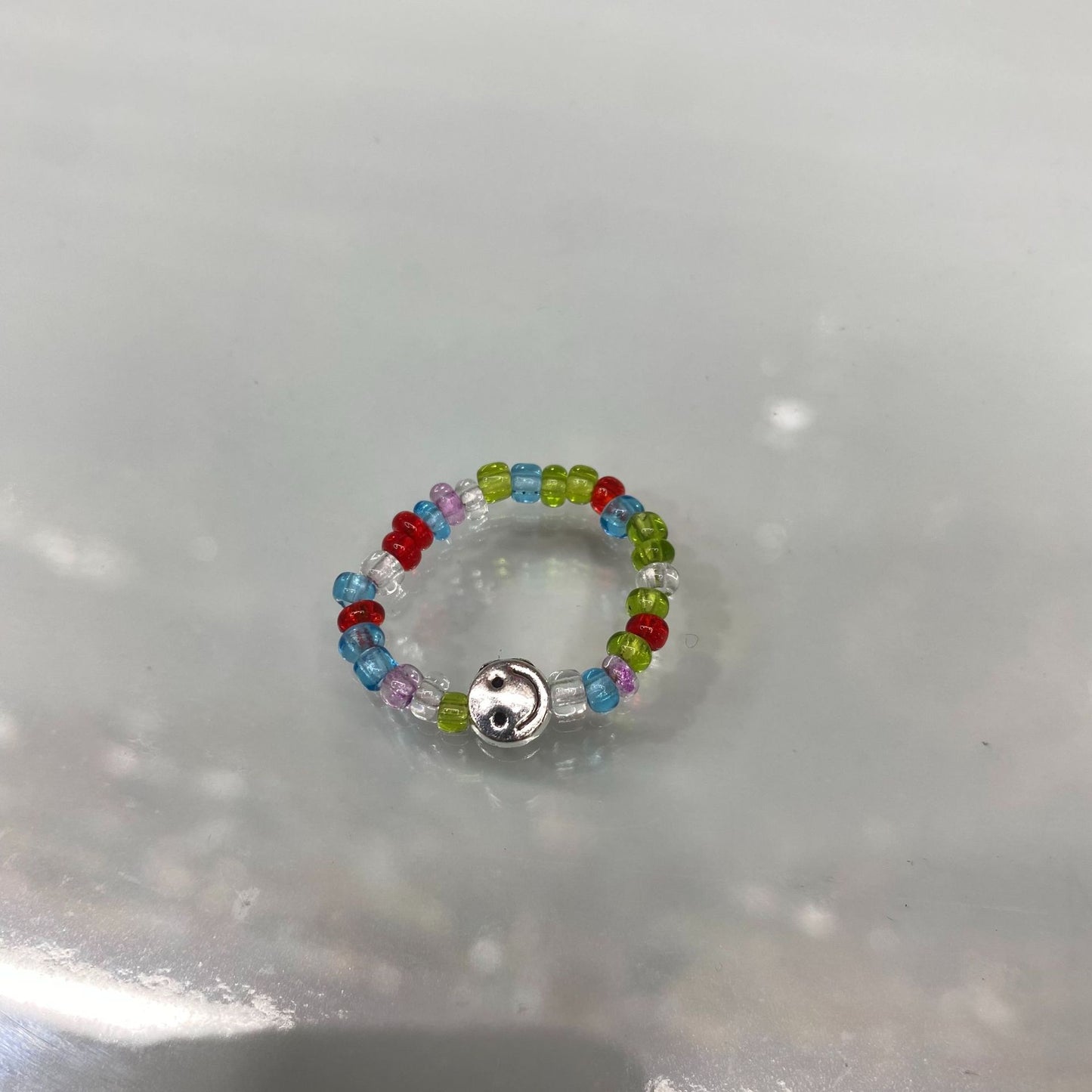 Style Fresh Color Beaded Smiley Transparent Candy Rings