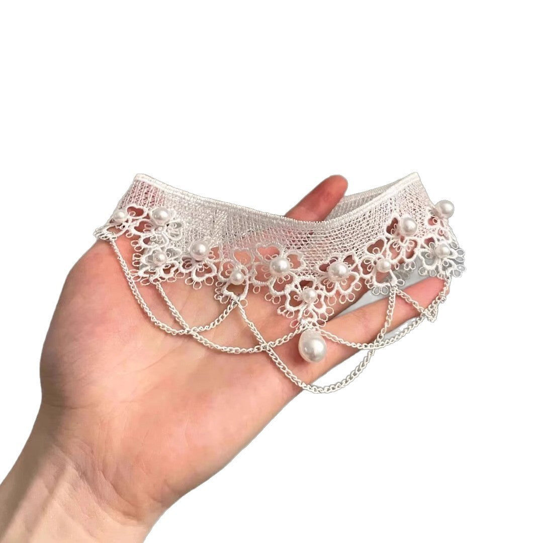 Retro Simple Pearl Lace Short Female Collar