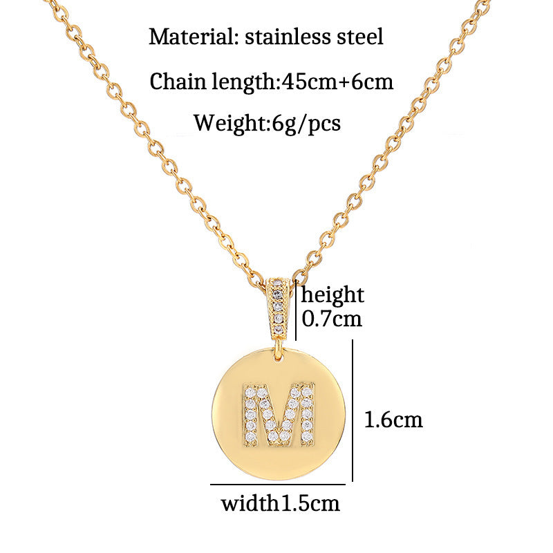 Women's Letter Fashionable English Copper Inlaid Zircon Small Necklaces