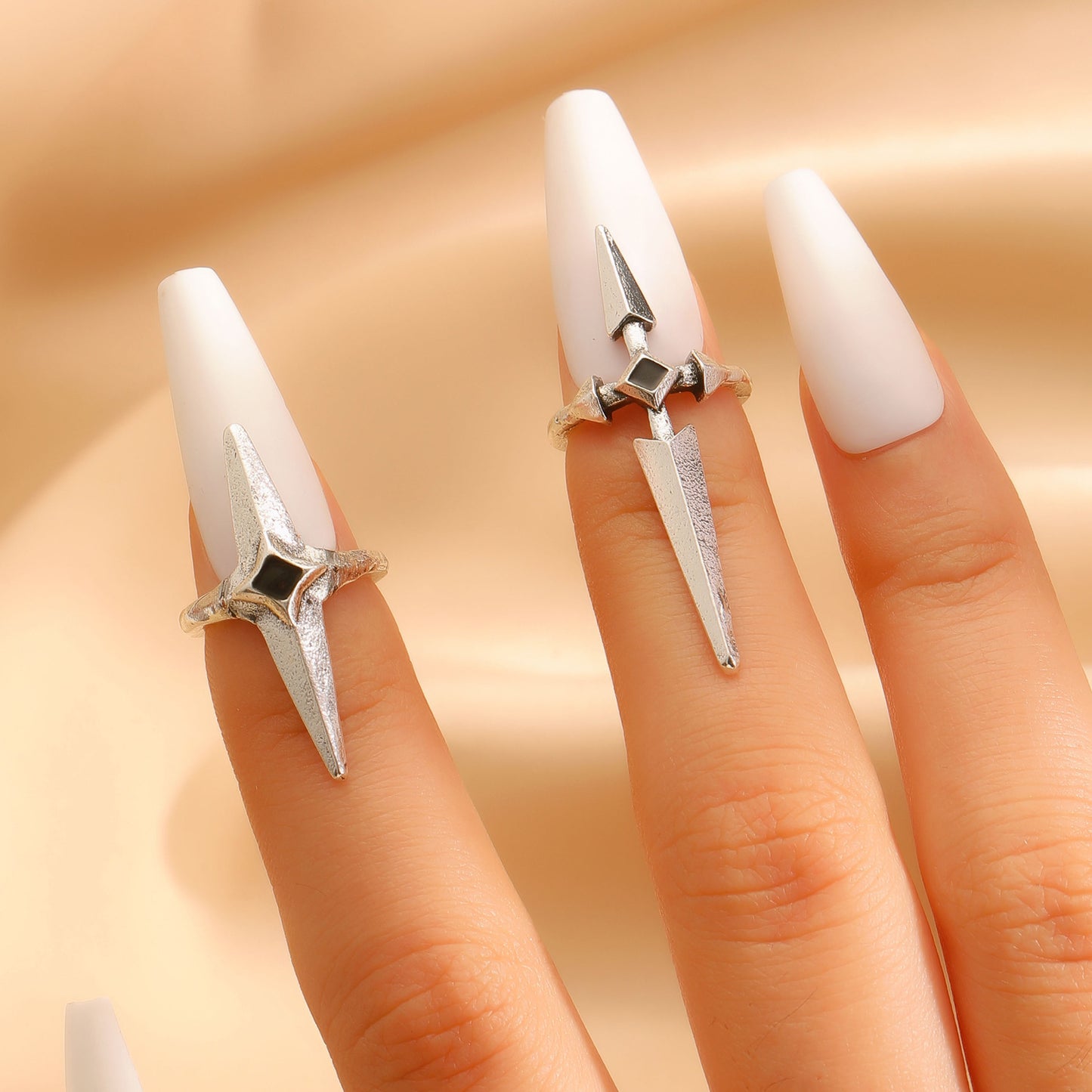 Geometric Trend Open Nail Female Design Exquisite Refined Ring