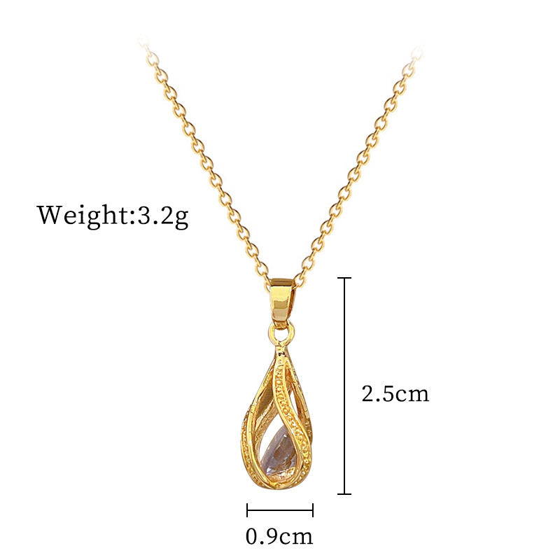 Steel Lucky Female Copper Micro Inlay Real Gold Plating Necklaces