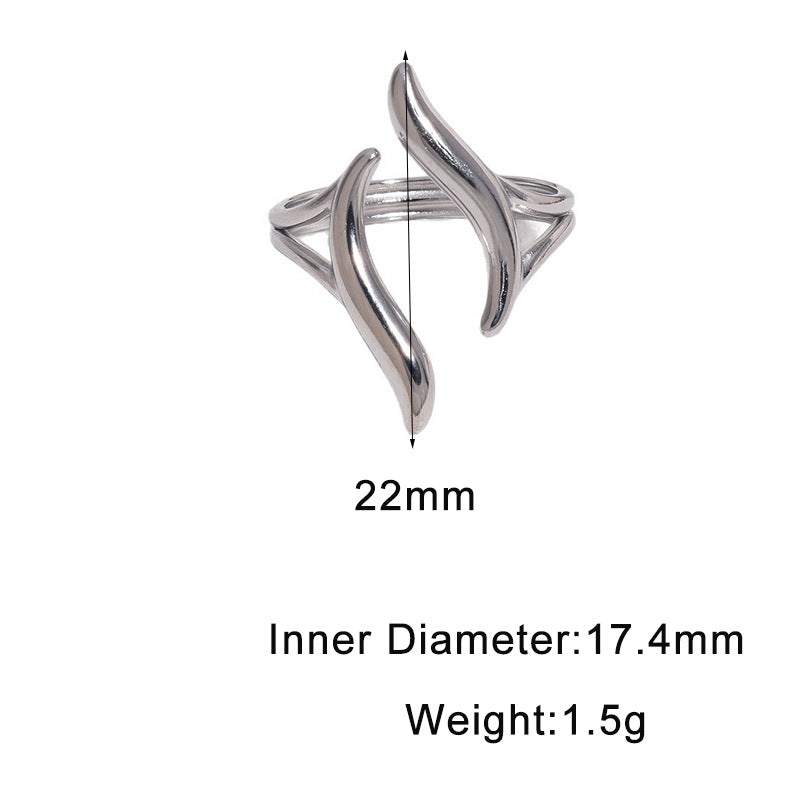 Women's Simple Cold Style Stainless Steel Gold Plated Waterproof Rings