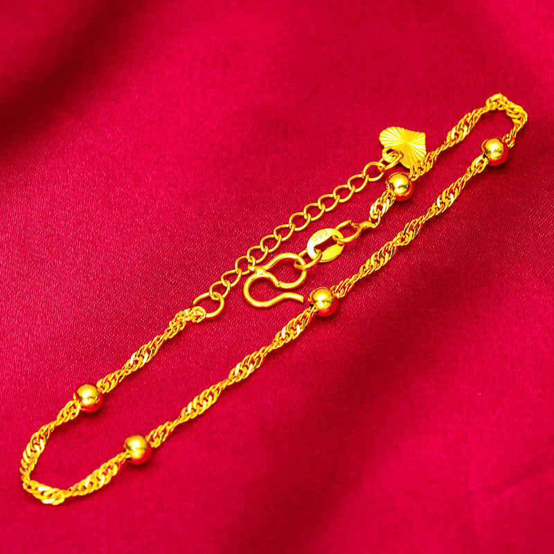 Women's Placer Gold Lucky Beads Water Ripple Bag Bead Live Broadcast Bracelet