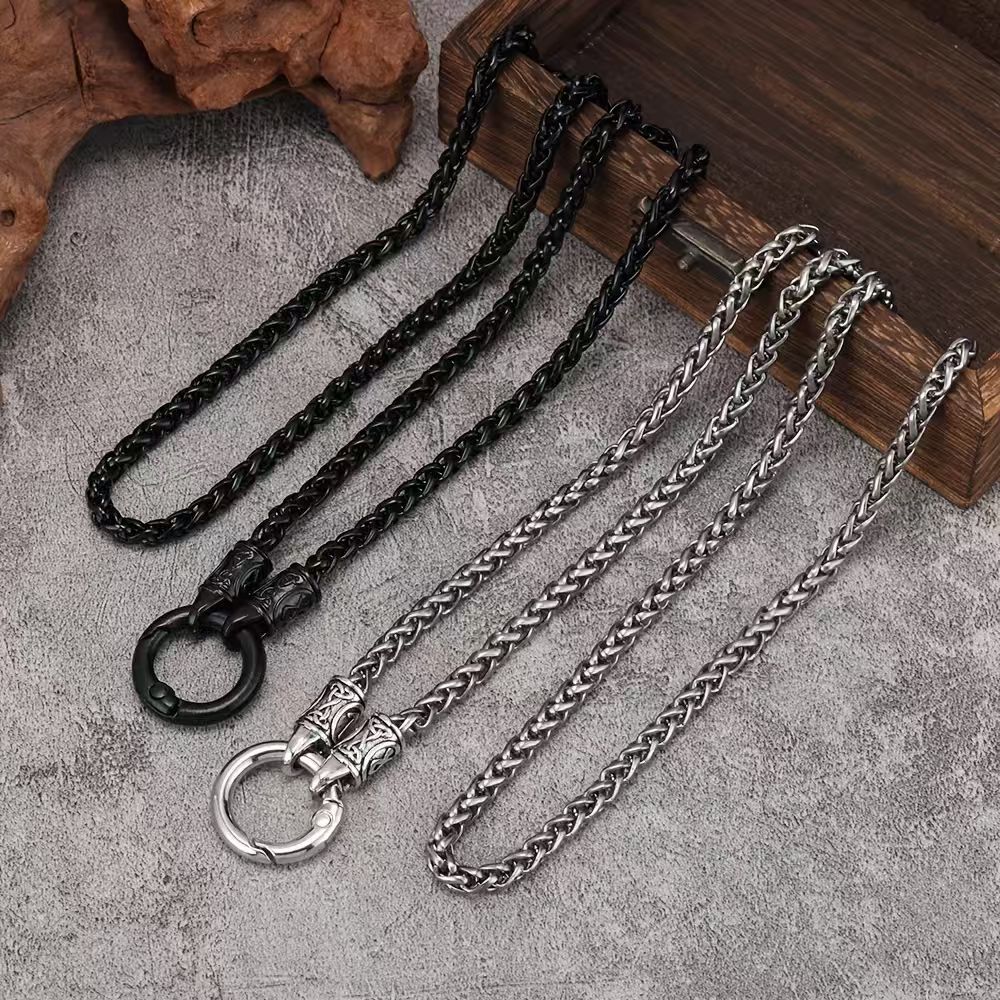 Women's & Men's Buckle Six Words Mantra Keel Chain Long Tang Grass Necklace