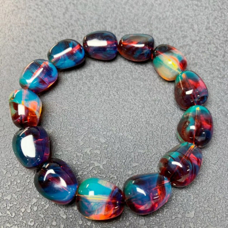 Blue Amber Bead Water Purification High Quality Blood Silk Three-color Bracelet